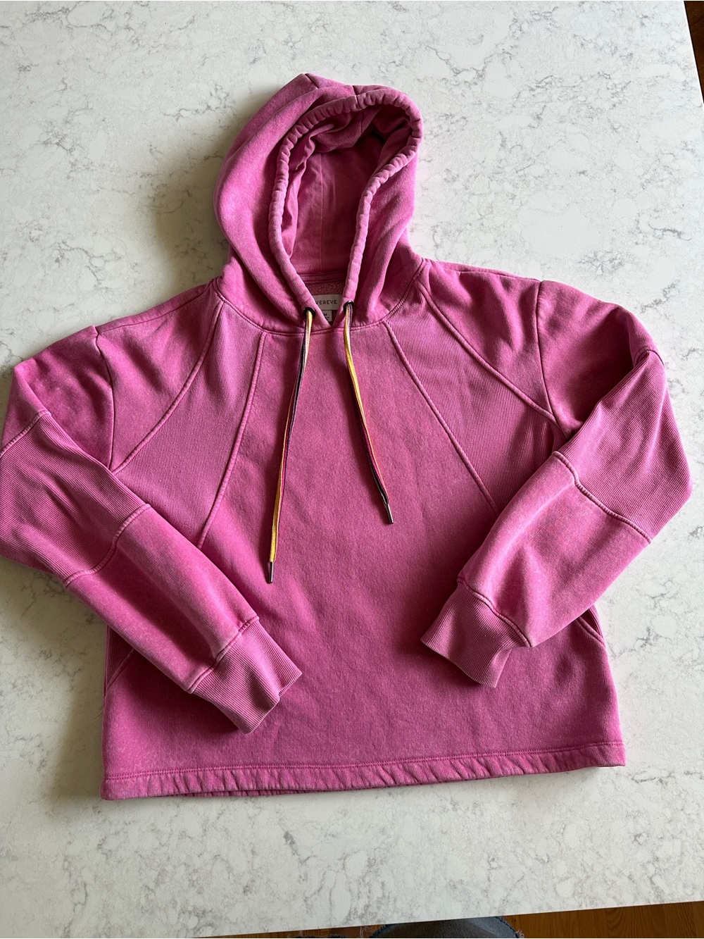 Evereve Pink Hooded Pullover with Contrast Drawstrings